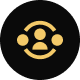 Three yellow figures in a circle icon.